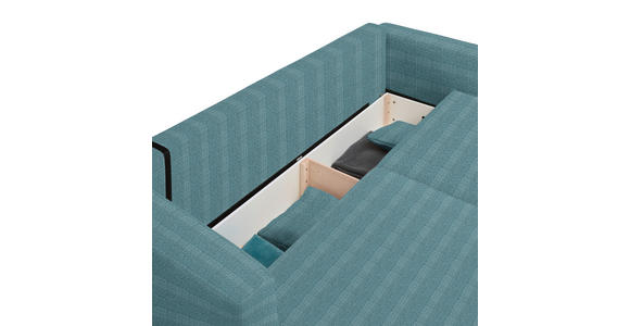 SCHLAFSOFA  mit Stoffauswahl, Schlafen auf Sitzhöhe, Rücken echt Cord Pastellblau  - Pastellblau/Schwarz, Design, Kunststoff/Textil (250/92/105cm) - Carryhome