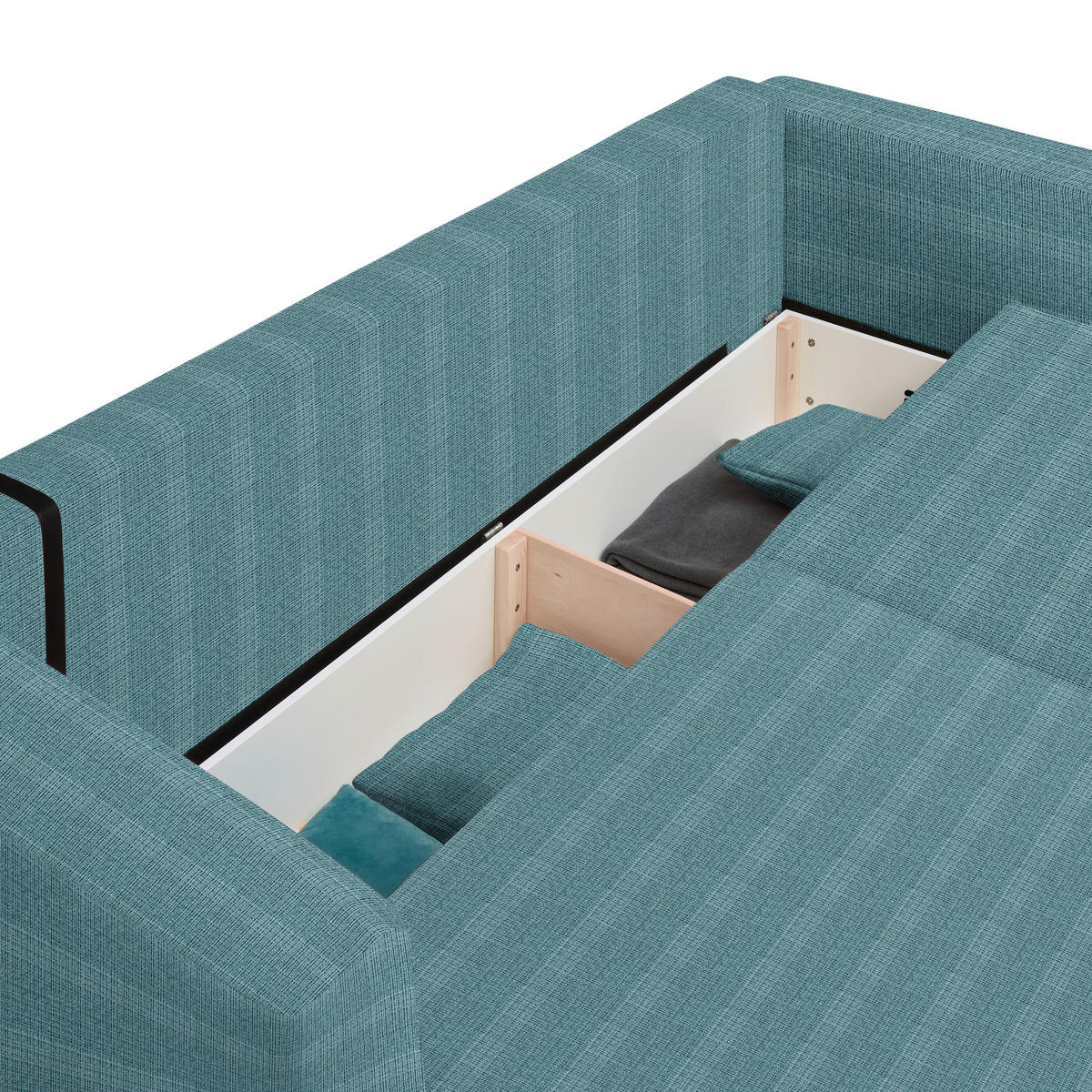 SCHLAFSOFA  mit Stoffauswahl, Schlafen auf Sitzhöhe, Rücken echt Cord Pastellblau  - Pastellblau/Schwarz, Design, Kunststoff/Textil (250/92/105cm) - Carryhome