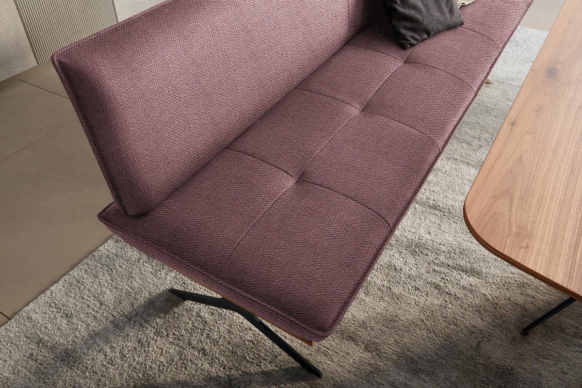 SITZBANK in Holz, Textil Schwarz, Nussbaumfarben, Altrosa  - Nussbaumfarben/Schwarz, Design, Holz/Textil (194/88/66cm) - Koinor