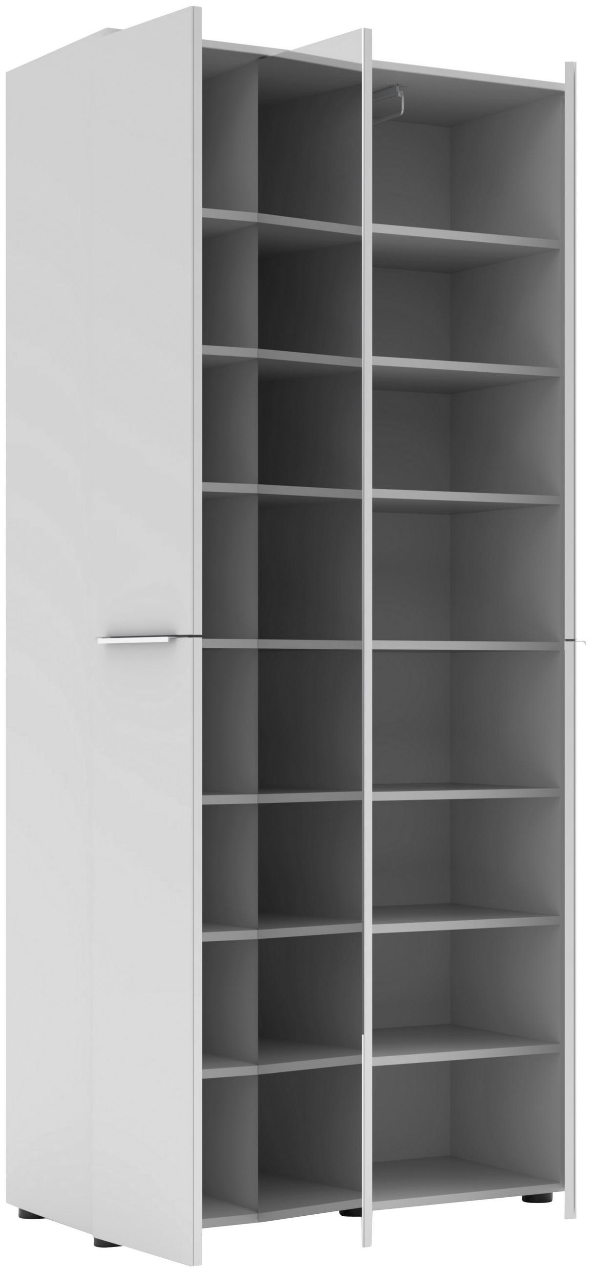 GARDEROBNA OMARA bela - barve kroma/črna, Moderno, kovina/leseni material (90/196/41cm) - Voleo