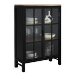 VITRINE  in vollmassiv Akazie Schwarz, Akaziefarben - Schwarz/Akaziefarben, Glas/Holz (85/120/35cm) - Ambia Home