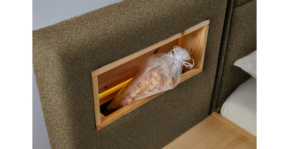 BETT 180/200 cm in Zirbelkieferfarben, Olivgrün - Zirbelkieferfarben/Olivgrün, Natur, Holz/Textil (180/200cm) - Valnatura