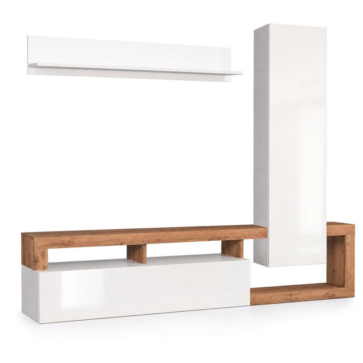FLEKSIBILNI REGAL ZA SOBU bela, hrast wotan, bela visoki sjaj   - hrast wotan/bela, Osnovno, pločasti materijal (219/173/35cm) - Ti'me