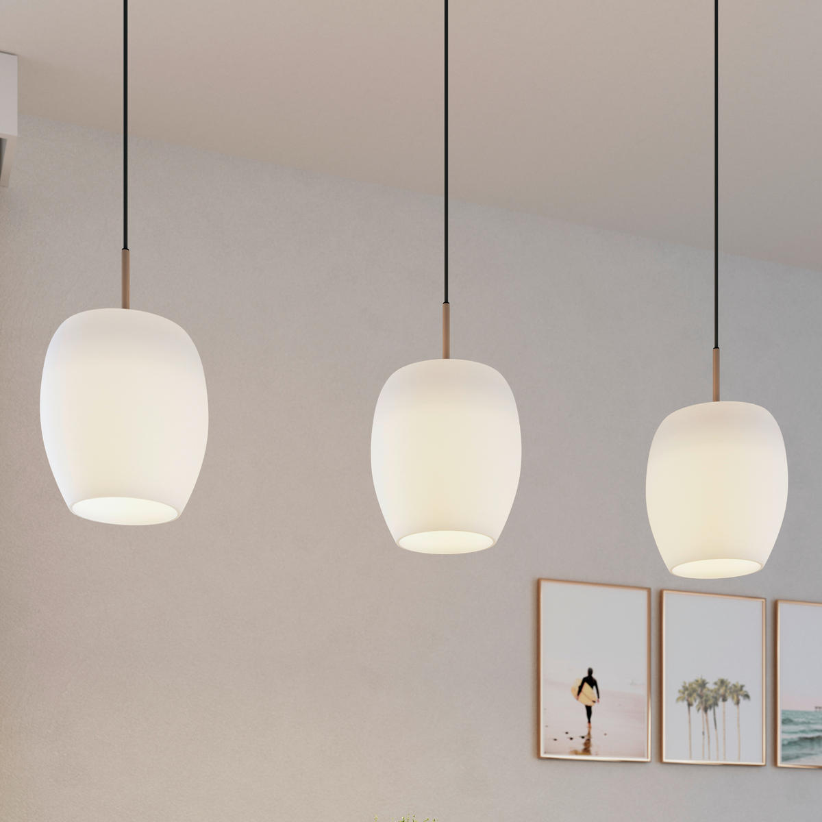 HÄNGELEUCHTE Lines 110/20/150 cm   - Sandfarben/Beige, Design, Glas/Metall (110/20/150cm) - Novel