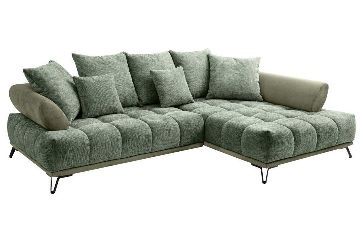 HÖRNSOFFA i chenille grön  - grön/svart, Modern, metall/textil (262/184cm) - MID.YOU