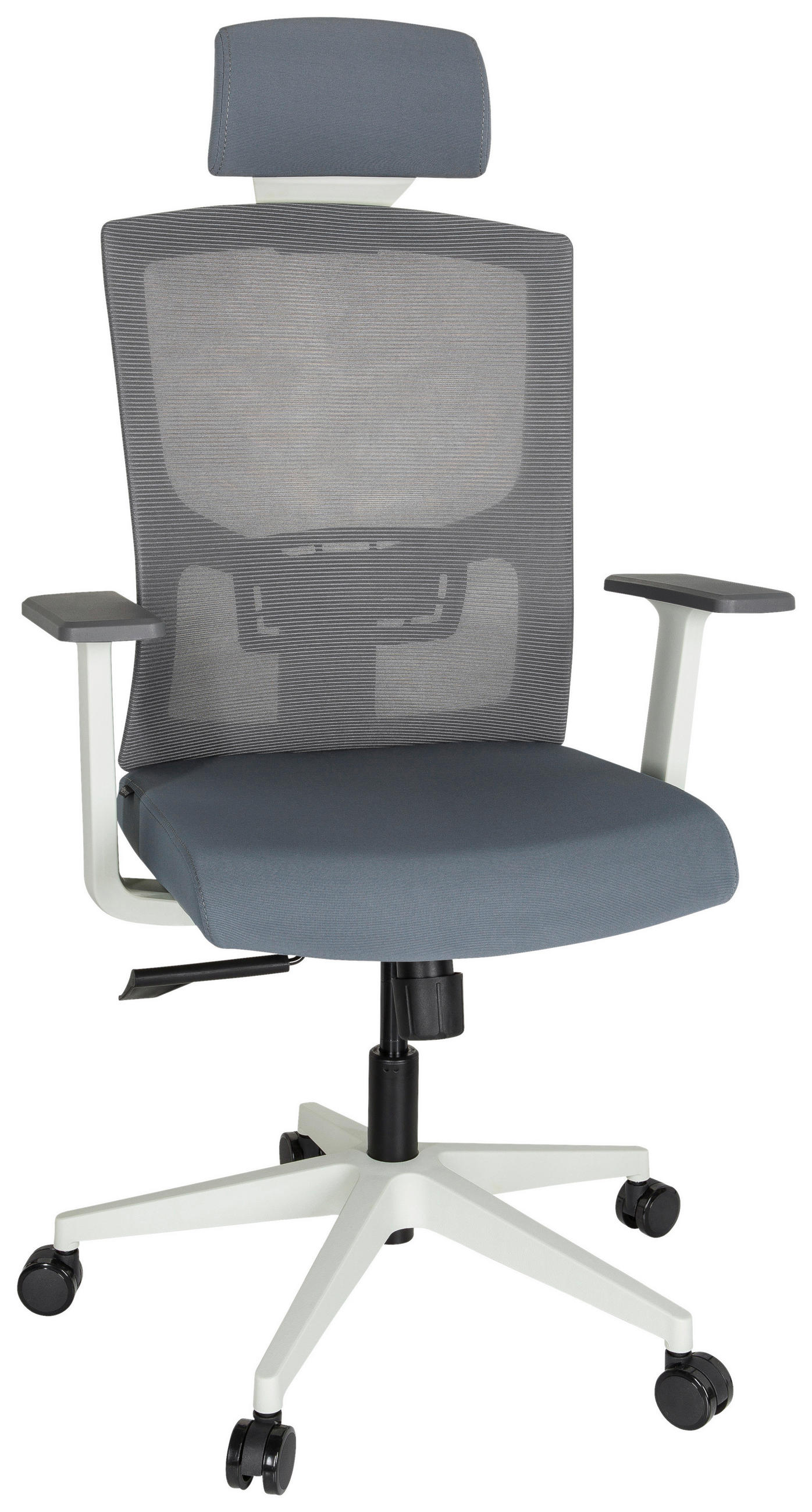 DREHSTUHL Netzbespannung, Flachgewebe Grau, Weiß  - Weiß/Grau, MODERN, Kunststoff/Textil (70/135/58cm) - MID.YOU