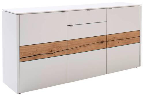SIDEBOARD 186/89/43 cm  in Weiß, Eichefarben  - Edelstahlfarben/Eichefarben, Design, Holz/Holzwerkstoff (186/89/43cm) - Venjakob