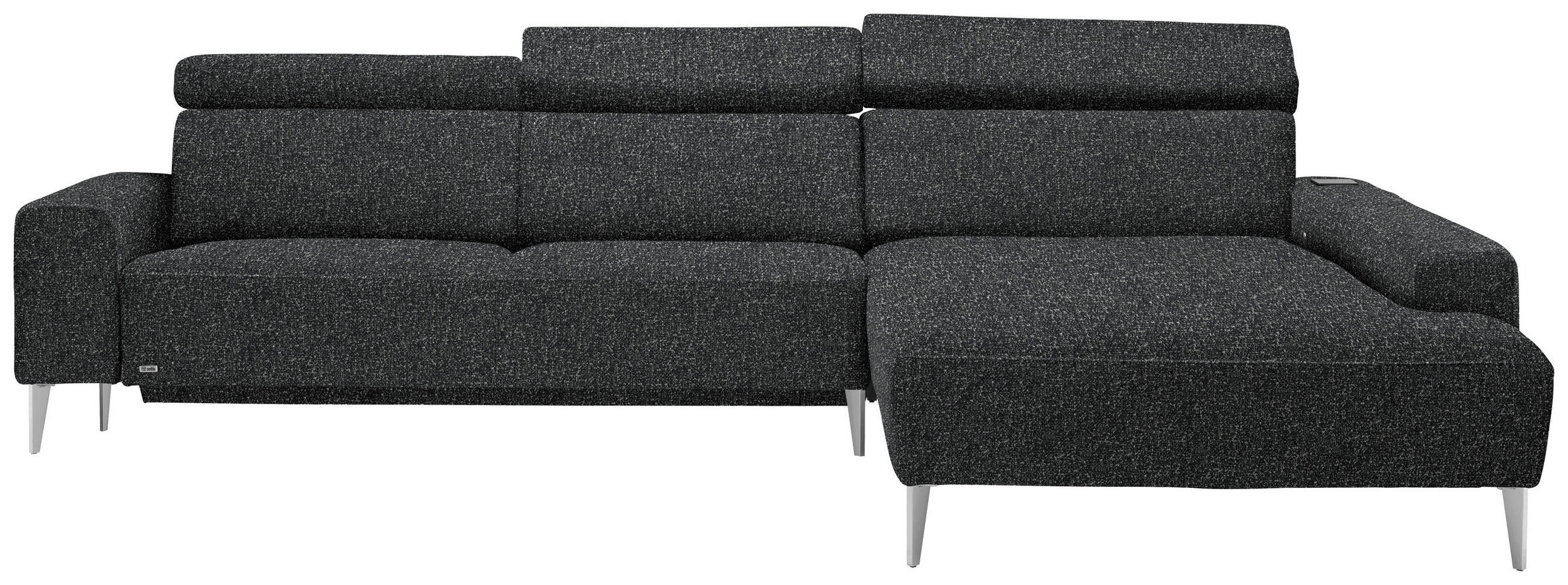 ECKSOFA  in Mikrovelours Anthrazit  308/205 cm  - Anthrazit/Alufarben, Design, Textil (308/205cm) - Sedda
