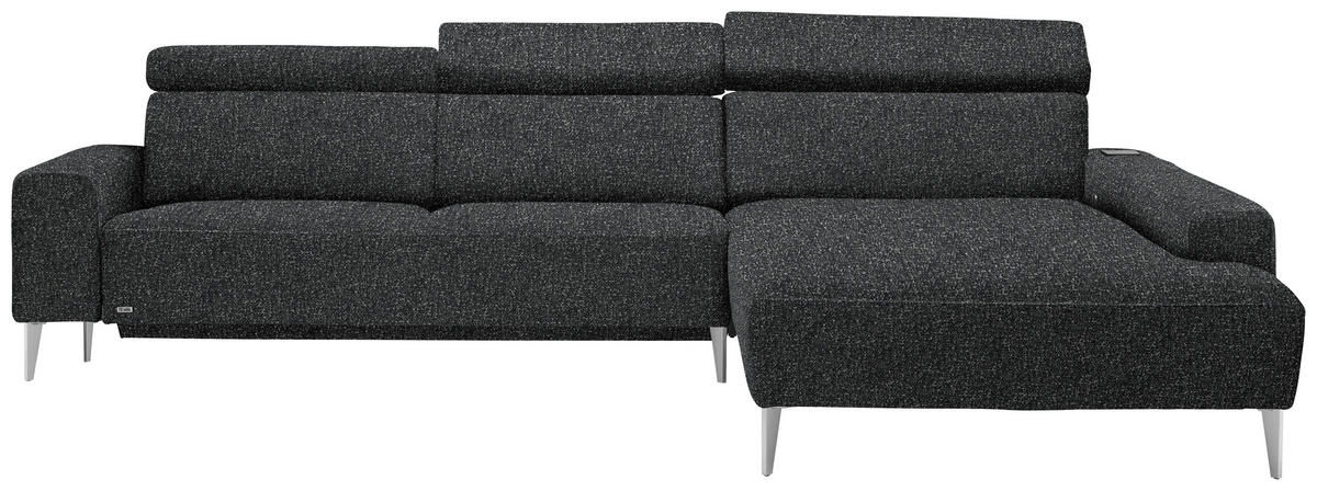 ECKSOFA  in Mikrovelours Anthrazit  308/205 cm  - Anthrazit/Alufarben, Design, Textil (308/205cm) - Sedda