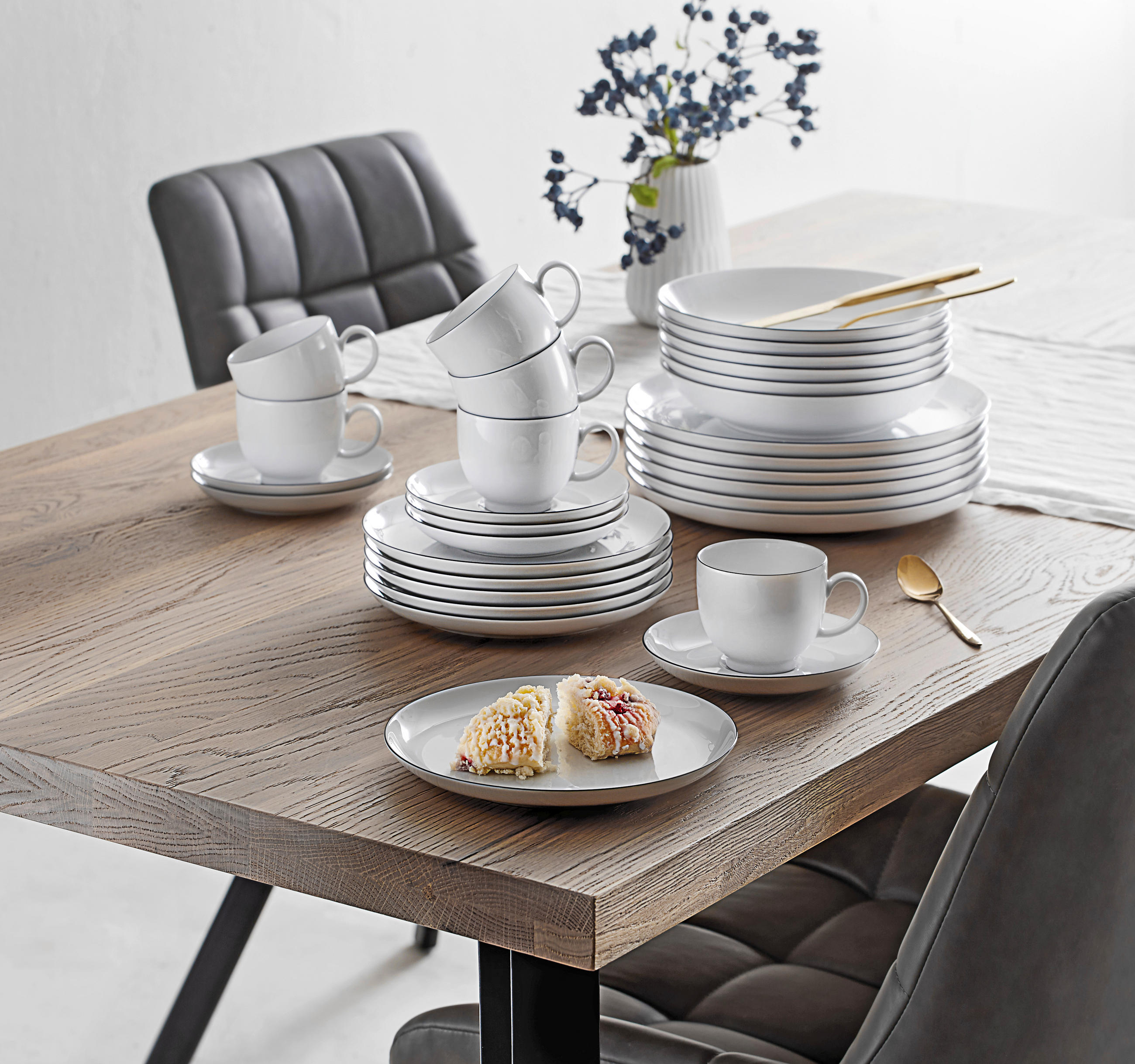 SCHÜSSEL Lido Black Line 23 cm  - Weiss, Lifestyle, Keramik (23cm) - Seltmann Weiden