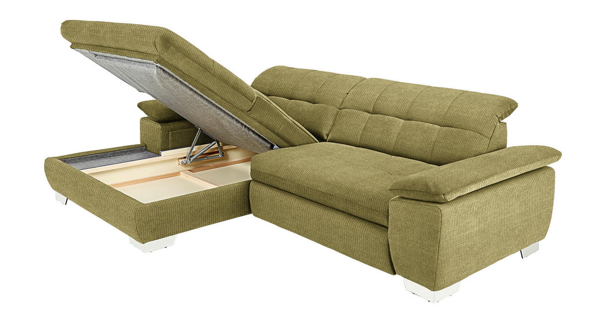 ECKSOFA in Mikrofaser Grün  - Chromfarben/Grün, Design, Textil/Metall (180/265cm) - Carryhome