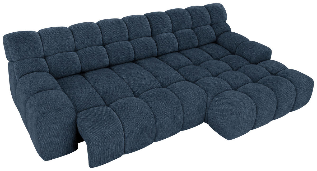 Ecksofa inkl. Funktion Dunkelblau Webstoff  - Schwarz/Dunkelblau, MODERN, Kunststoff/Textil (297/180cm) - Welnova