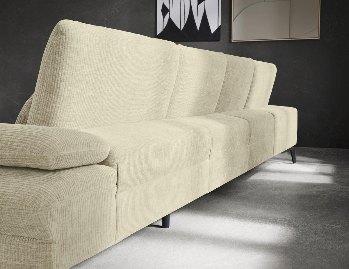 WOHNLANDSCHAFT in Webstoff Creme  - Creme/Schwarz, Design, Textil/Metall (208/354/157cm) - Dieter Knoll