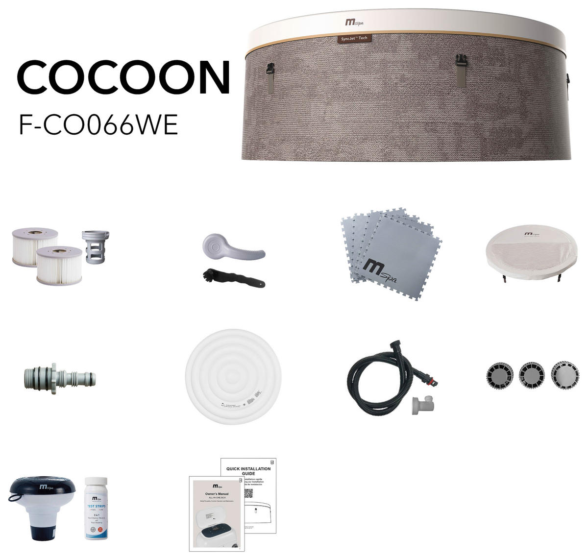 WHIRLPOOL MSPA COCOON 180/65 cm  - Hellbraun, KONVENTIONELL, Kunststoff (180/65cm)