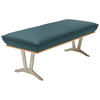 HOCKERBANK 130/49/54 cm  in Blau, Grün  - Blau/Edelstahlfarben, Design, Leder/Holz (130/49/54cm) - Ambiente