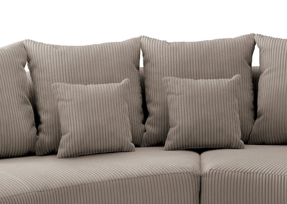 Wohnlandschaft inkl. Hocker Graubraun Cord  - Graubraun/Schwarz, Design, Kunststoff/Textil (160/300cm) - Livetastic