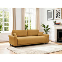 SCHLAFSOFA Malta Cord Gelb  inkl. Zierkissen, Rückenkissen, Bettkasten, Schlaffunktion, Rücken echt  - Gelb/Schwarz, Design, Textil (244/88/100cm) - P & B