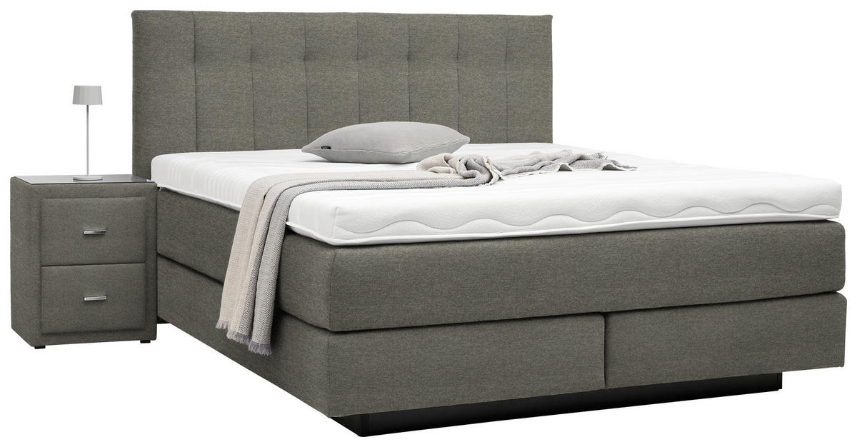 BOXSPRINGBETT 160/200 cm  in Braun  - Schwarz/Braun, Design, Holzwerkstoff/Kunststoff (160/200cm) - Beldomo - Sleep
