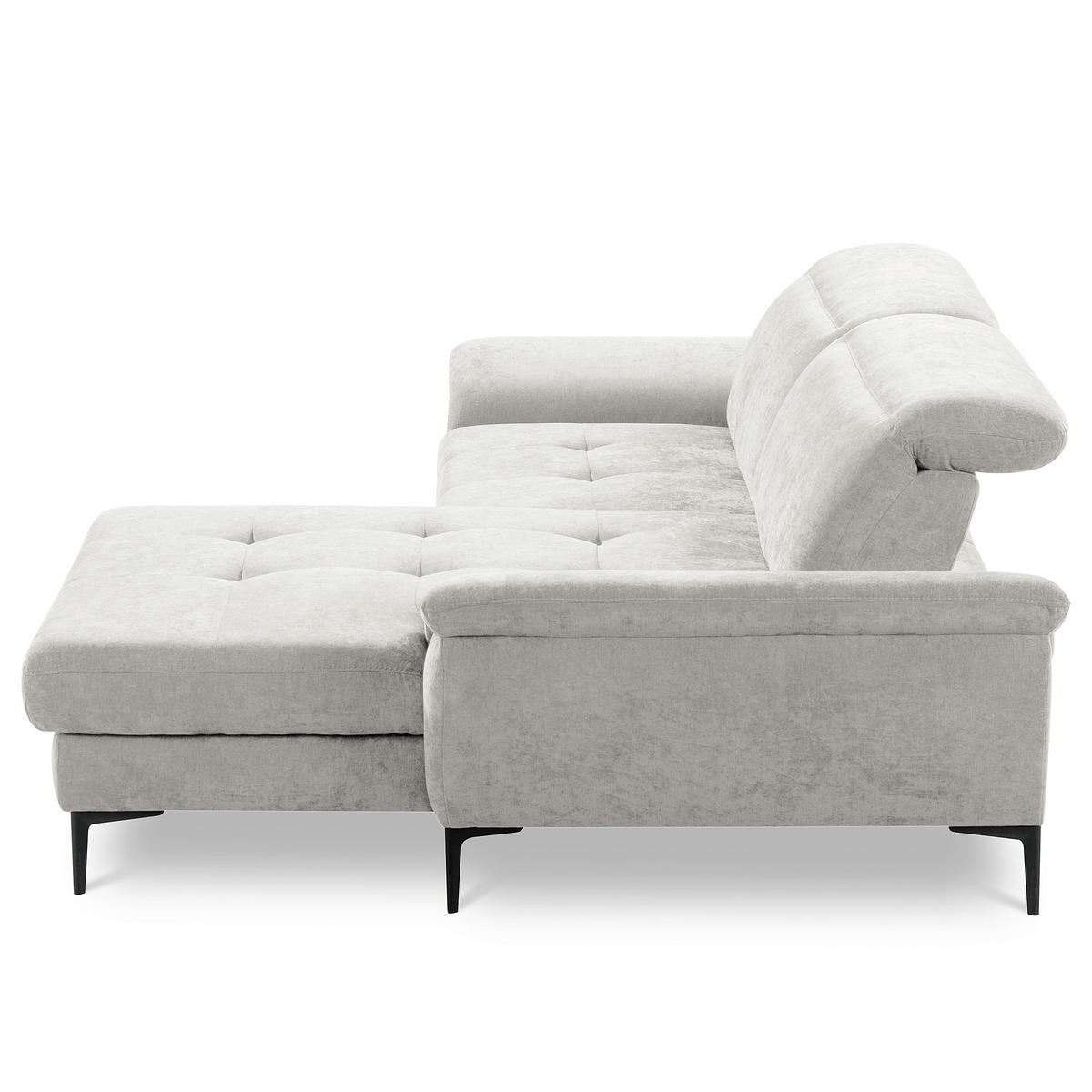 ECKSOFA  Webstoff Grau  - Schwarz/Grau, Design, Textil/Metall (268/195cm) - Livetastic
