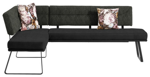 ECKBANK 169/225 cm in Schwarz, Dunkelbraun - Dunkelbraun/Schwarz, Design, Textil/Metall (169/225cm) - Dieter Knoll