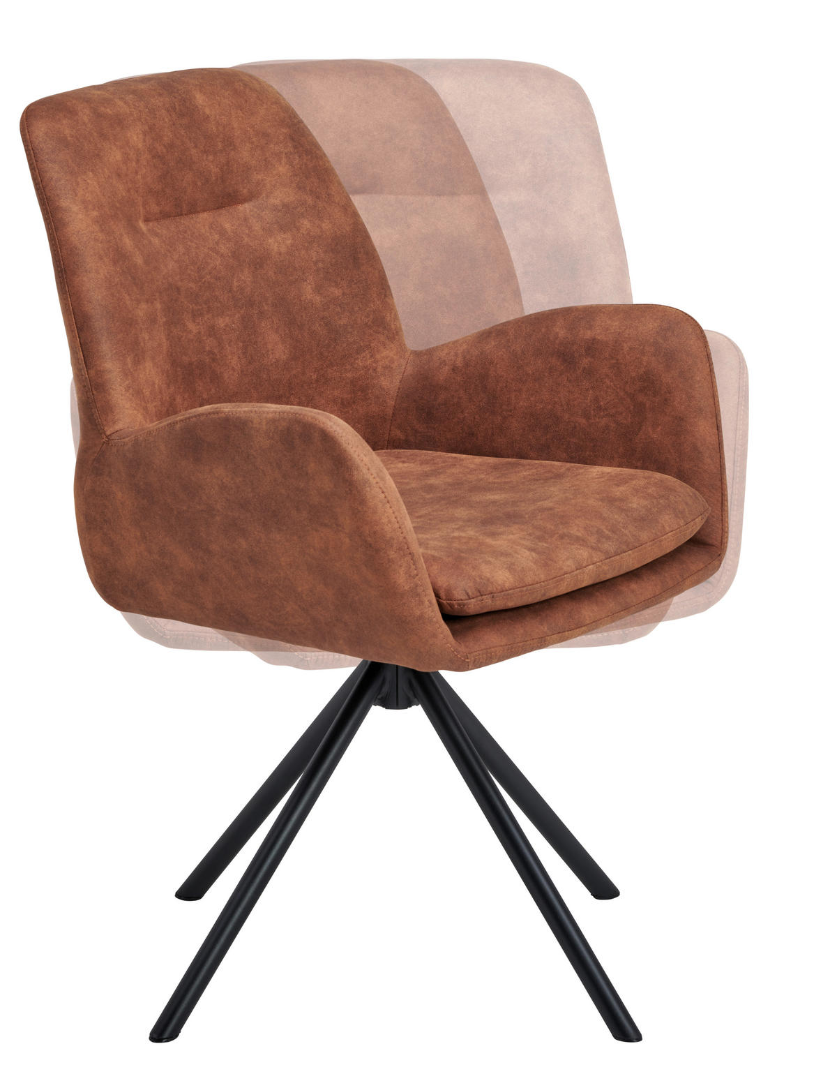 ARMLEHNSTUHL  Sitzfläche 360° drehbar, inklusive Armlehnen Webstoff  - Schwarz/Orange, Basics, Textil/Metall (60.5/88/62cm) - MID.YOU