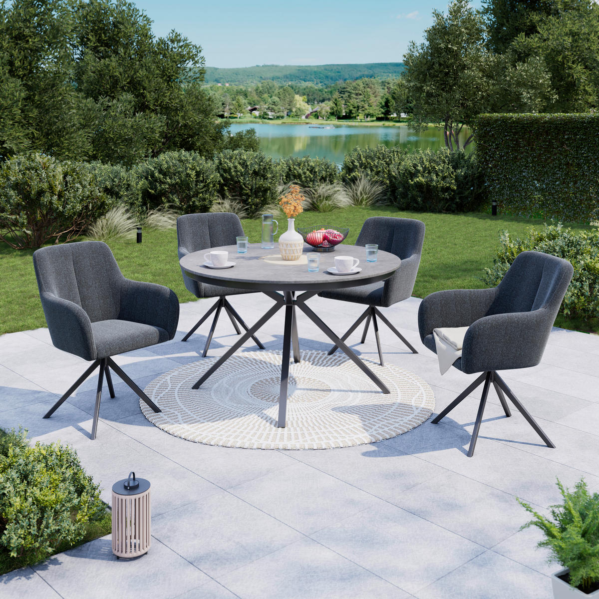 GARTENSTUHL Metall, Textil Anthrazit, Dunkelgrau  - Dunkelgrau/Anthrazit, MODERN, Textil/Metall (62/87/62cm) - Ambia Garden