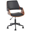DREHSTUHL Lederlook Schwarz, Walnussfarben  - Walnussfarben/Schwarz, MODERN, Holz/Kunststoff (54/81-91/59cm) - Livetastic