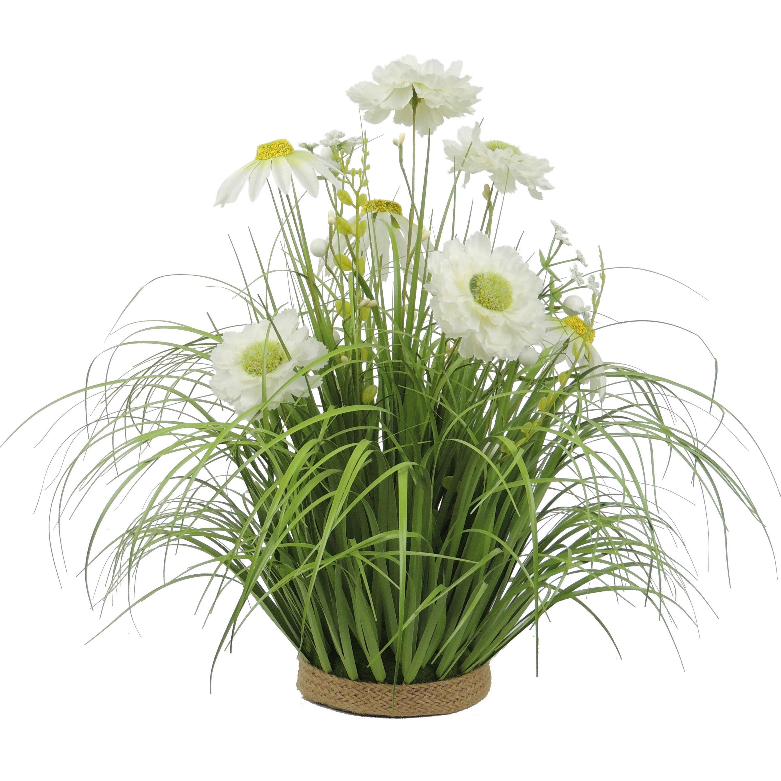 DEKORAČNÍ TRÁVA 40 cm - bílá/zelená, Basics, kov/textil (40cm)