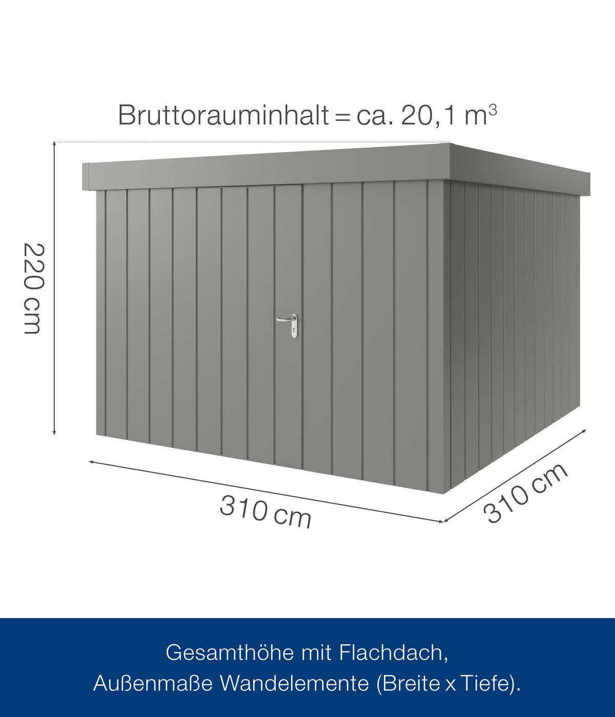 GERÄTEHAUS 325/220/323 cm  - Alufarben, Basics, Metall (325/220/323cm)