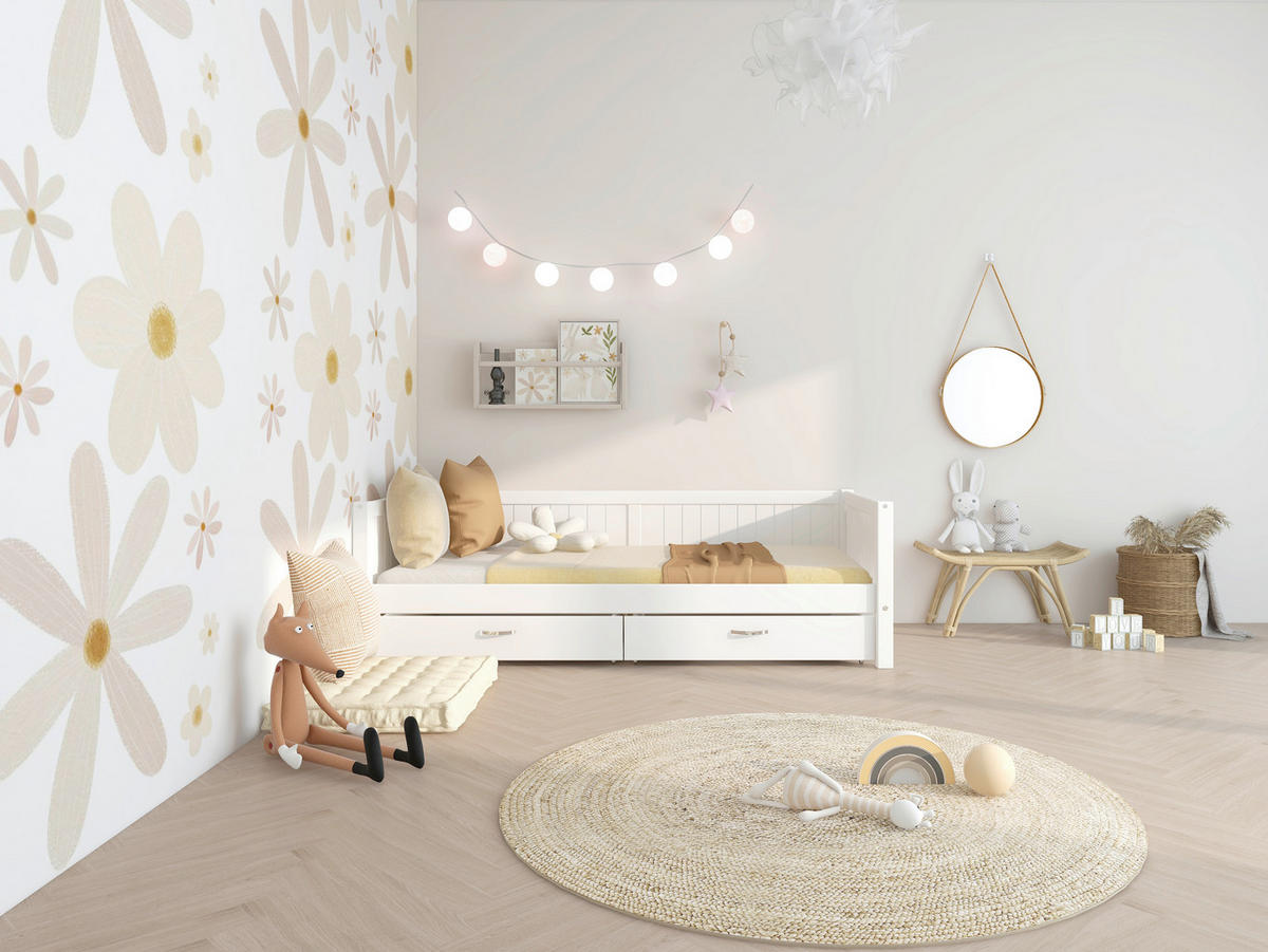 BETT 90/200 cm,  in Weiß, Rollrost, Bettschubladen  - Weiß, MODERN, Holz (90/200cm) - Chameo