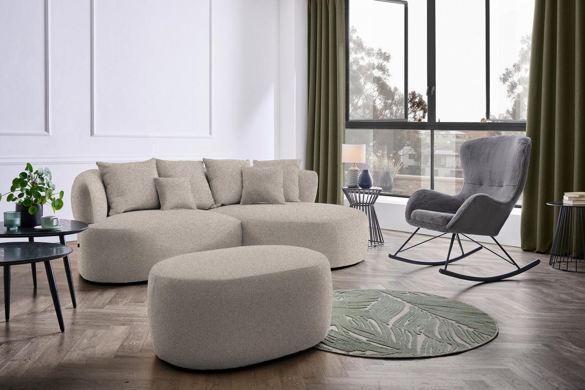 HOCKER in Textil Graubraun  - Graubraun/Schwarz, MODERN, Kunststoff/Textil (88/43/66cm) - Hom`in