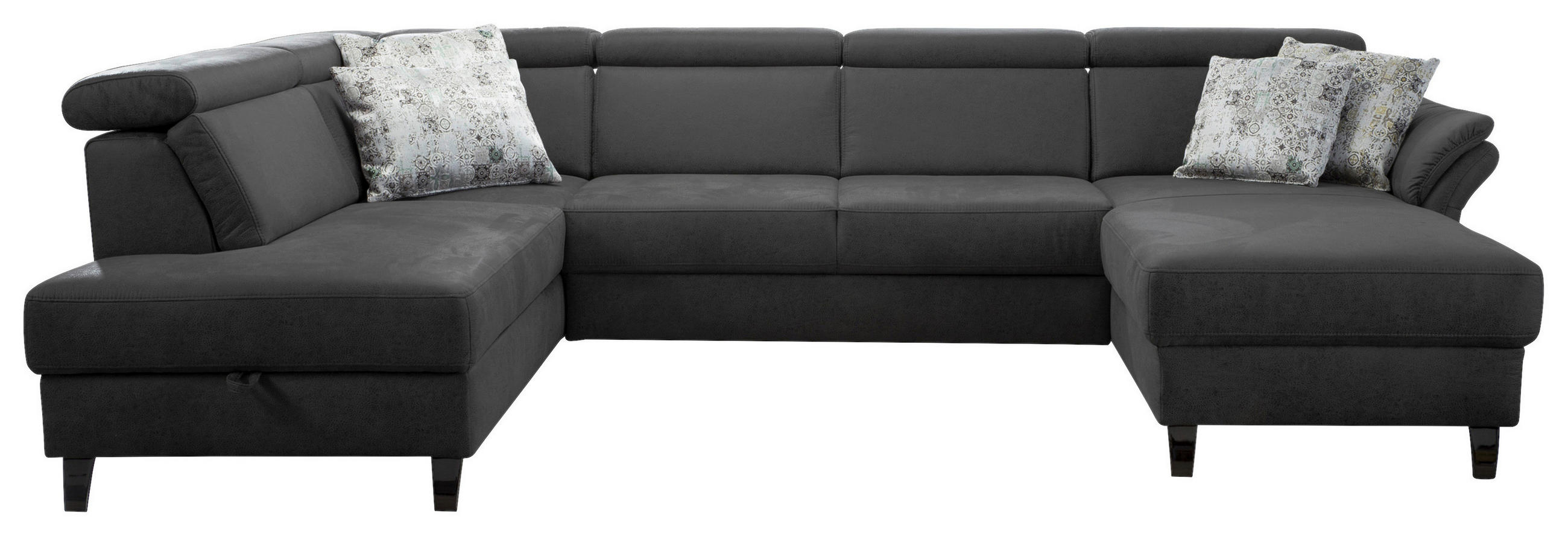 WOHNLANDSCHAFT Grau, Schwarz Mikrofaser  - Schwarz/Grau, KONVENTIONELL, Textil/Metall (193/317/165cm) - Sit & More