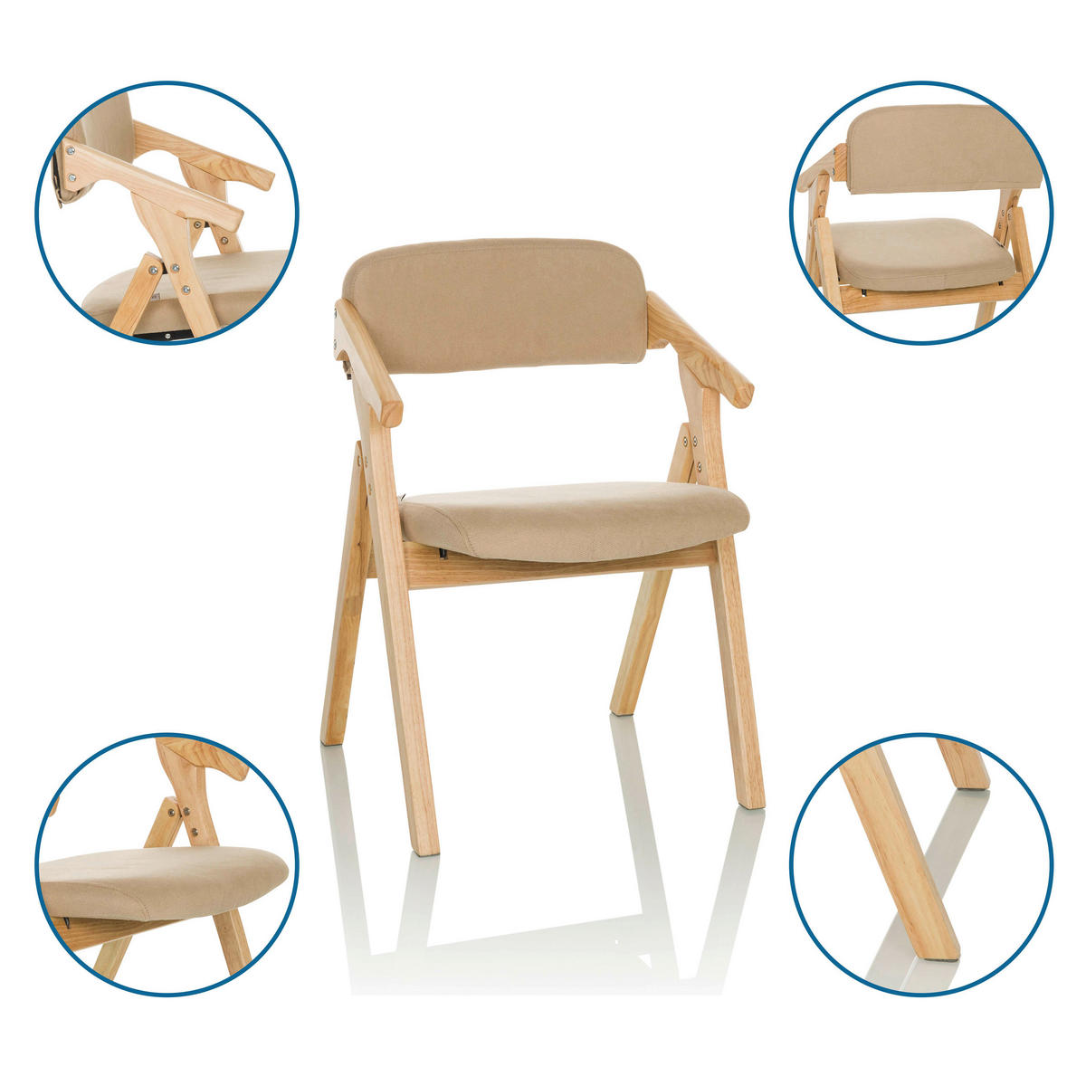ARMLEHNSTUHL  in  - Beige, Basics, Holz/Textil (53/79/55cm) - MID.YOU
