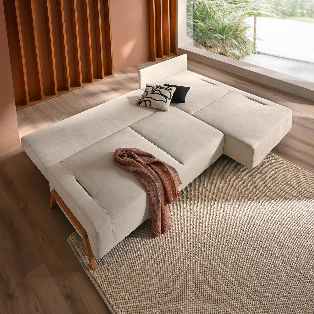 ROHOVÁ SEDAČKA, textil,  - přírodní barvy, Natur, dřevo/textil (287/183cm) - Niels Andersson