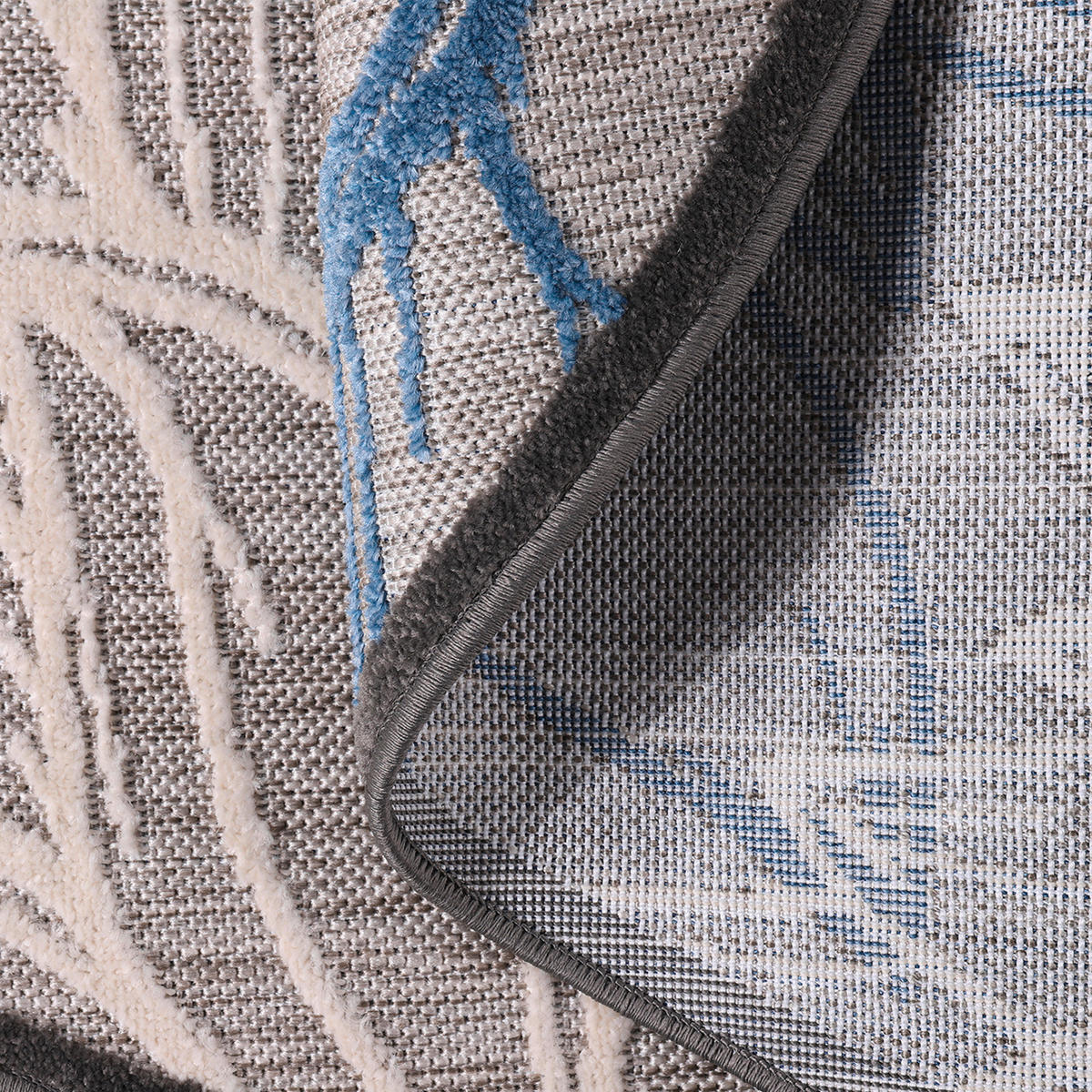 OUTDOORTEPPICH 200 cm Floral Grau, Blau, Weiß  - Blau/Weiß, LIFESTYLE, Kunststoff/Textil (200cm) - Novel