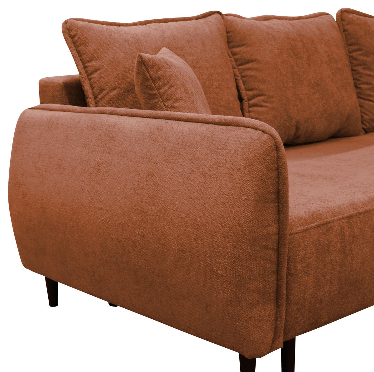 ECKSOFA MURANO Rot Chenille Zierkissen, Rückenkissen, Bettkasten  - Rot/Schwarz, Design, Holz/Textil (242/167cm) - MID.YOU