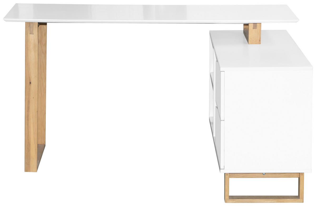 ECKSCHREIBTISCH 140/120/75 cm Weiß, Eichefarben Stauraum  - Eichefarben/Weiß, MODERN, Holz/Holzwerkstoff (140/120/75cm) - Venda