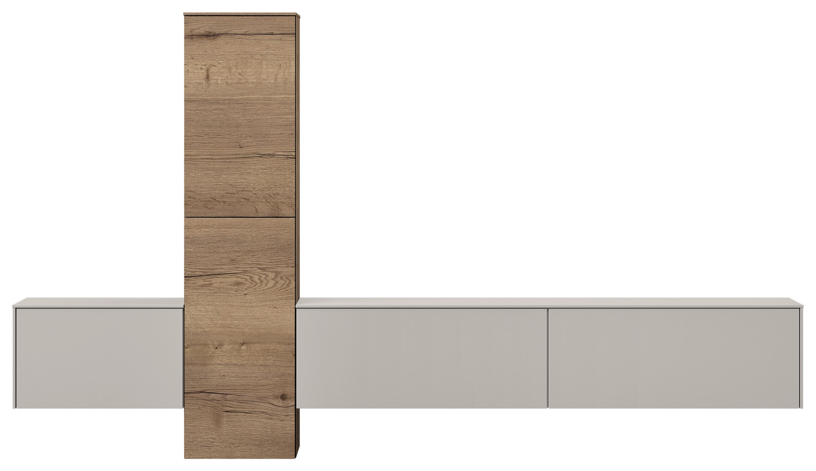 WOHNWAND  in Grau, Eichefarben  282/160/37 cm  - Eichefarben/Grau, Design, Holzwerkstoff (282/160/37cm) - Celina Home