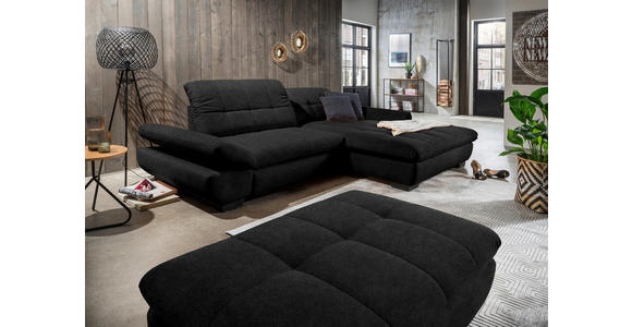 ECKSOFA in Mikrofaser Anthrazit  290/198 cm  - Anthrazit/Schwarz, Design, Textil/Metall (290/198cm) - Xora