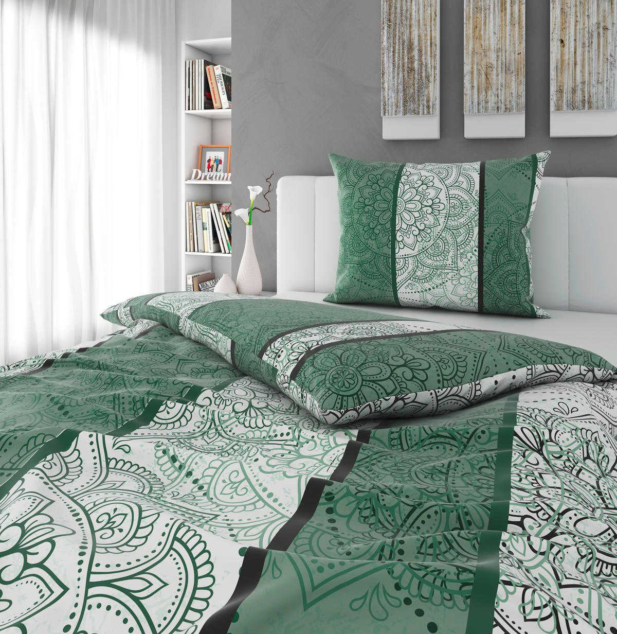 POSTELJINA DESERTIA 140/200 cm saten zelena  - zelena, Konvencionalno, tekstil (140/200cm) - Esposa