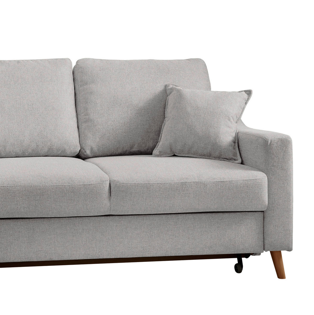 ECKSOFA in Chenille Grau  - Naturfarben/Grau, Konventionell, Holz/Textil (200/230cm) - Livetastic