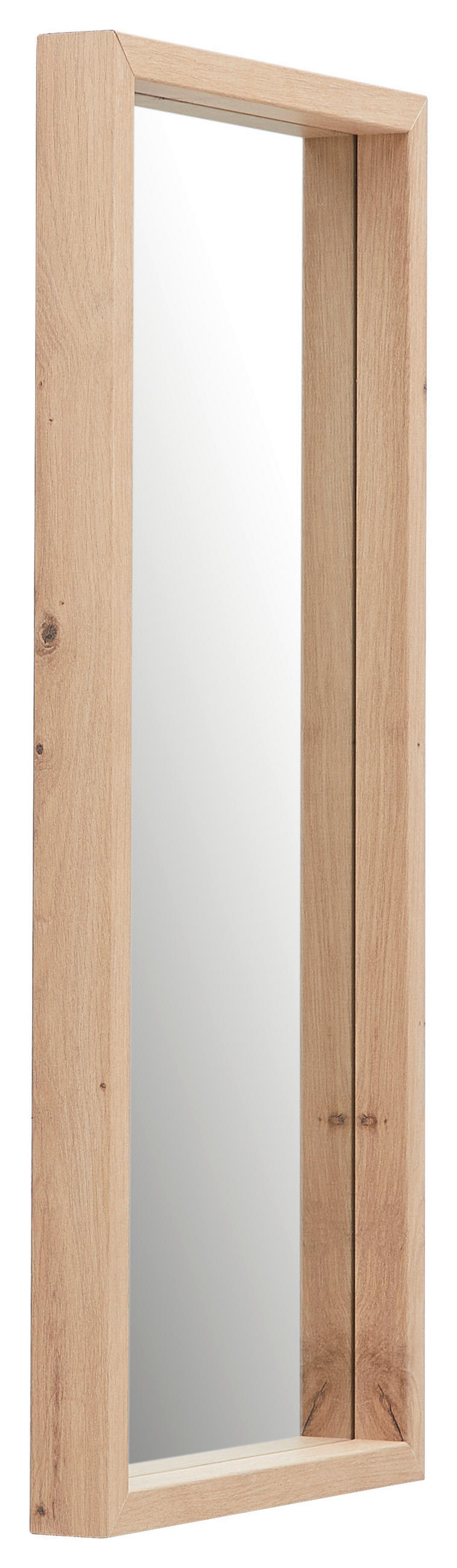 STENSKO OGLEDALO, 34/74/4 cm steklo  - barve hrasta, Design, steklo/leseni material (34/74/4cm) - Carryhome