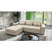 ECKSOFA CLASSIC Beige Struktur, Bouclé  - Beige/Schwarz, Design, Kunststoff/Textil (175/270cm) - MID.YOU