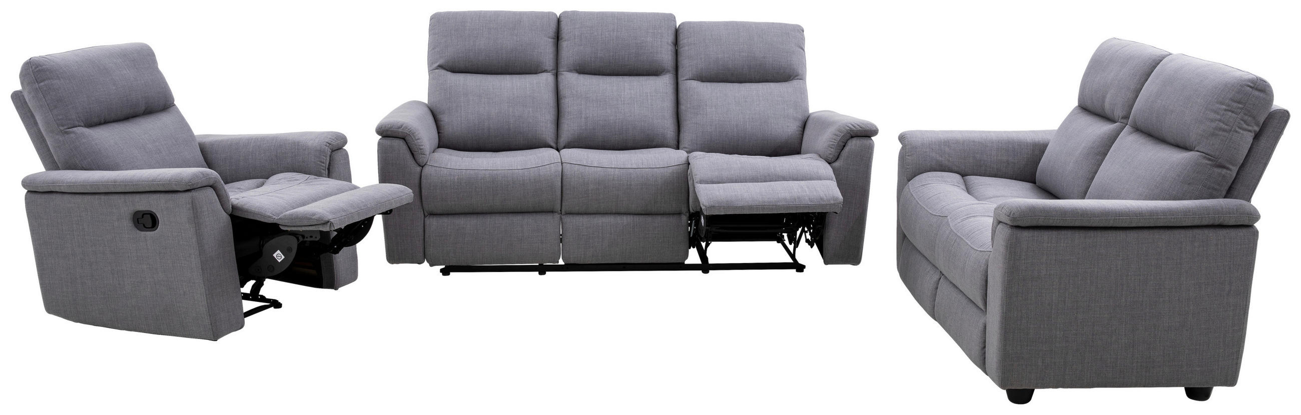 2-SITS SOFFA i trä, plast, textil grå  - mörkgrå/svart, Klassisk, trä/textil (149/103/97cm) - Chilliano