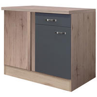 ECKUNTERSCHRANK 110/85/60 cm  in Dunkelgrau, Eiche San Remo  - Edelstahlfarben/Dunkelgrau, MODERN, Holzwerkstoff/Metall (110/85/60cm) - FlexWell