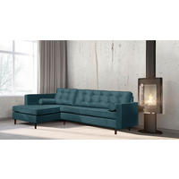 ECKSOFA VANCOUVER Dunkelblau Mikrofaser Zierkissen, Rückenkissen  - Braun/Dunkelblau, Design, Holz/Textil (169/240cm) - P & B