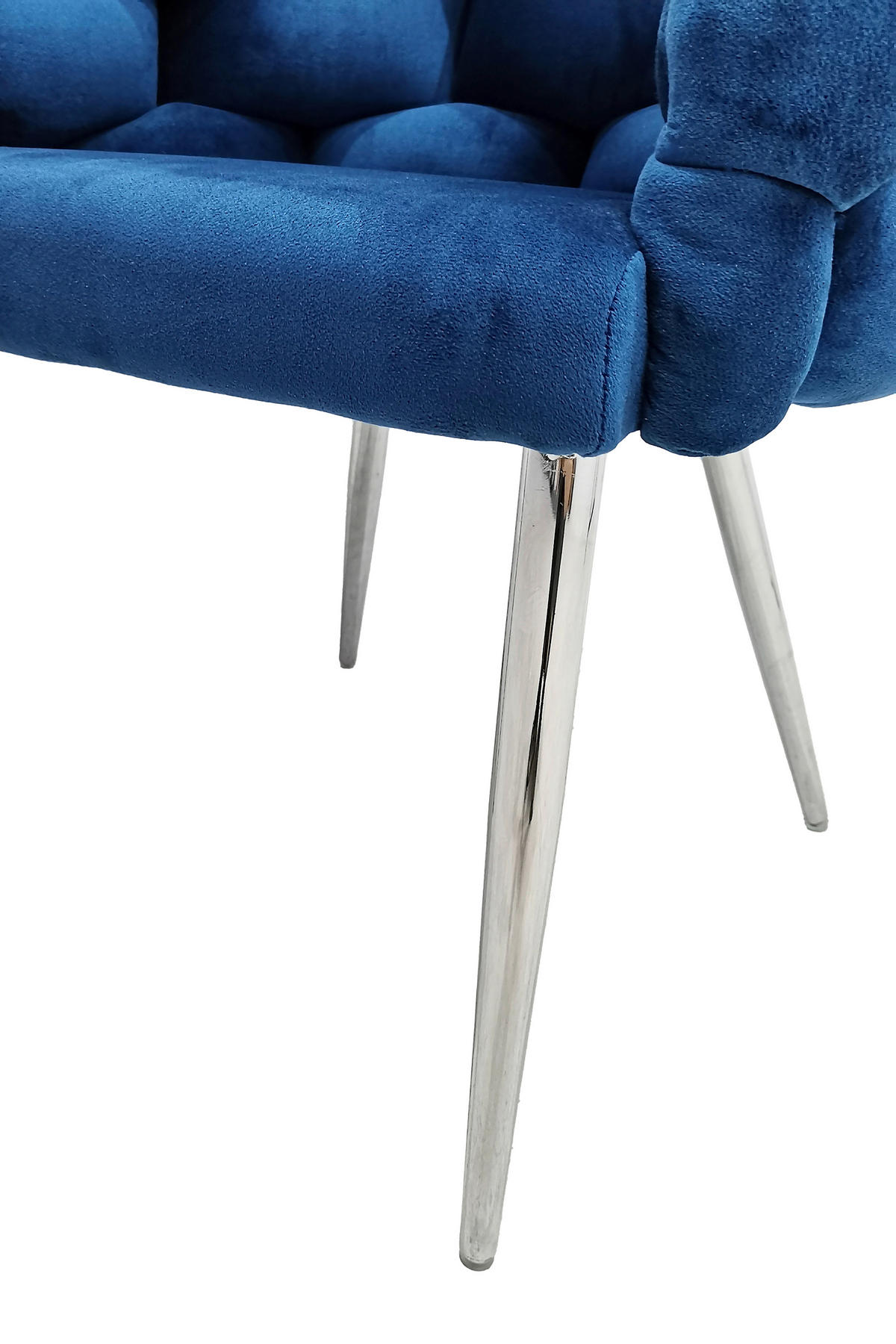 ARMLEHNSTUHL-SET 2 Stück  in Samt  - Blau/Silberfarben, MODERN, Textil/Metall (65/79/61cm) - Kayoom