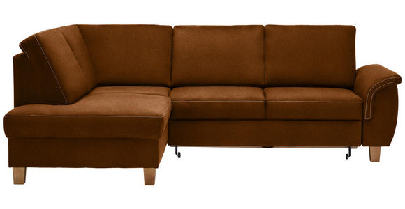 ECKSOFA in Flachgewebe Bernsteinfarben  - Eichefarben/Bernsteinfarben, Design, Holz/Textil (185/253cm) - Cantus