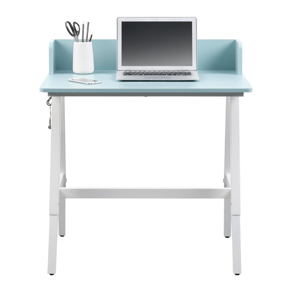 PISAĆI STOL  bijela, svijetlo plava  metal  - bijela/svijetlo plava, Moderno, drvni materijal/metal (80/54-85/60cm)