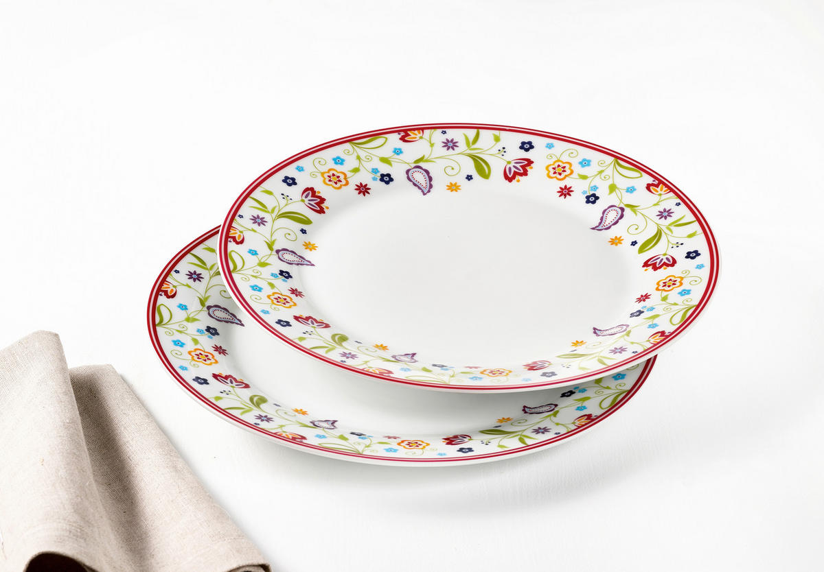 SPEISETELLERSET Multicolor, Weiß 27/4 cm Shanti  - Multicolor/Weiß, KONVENTIONELL, Keramik (27/4cm) - Ritzenhoff Breker